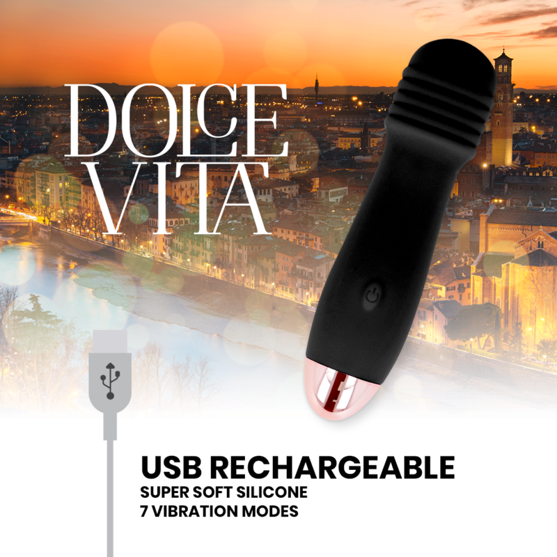 Dolce Vita Aufladbarer Vibrator Drei Schwarz 7 Geschwindigkeit