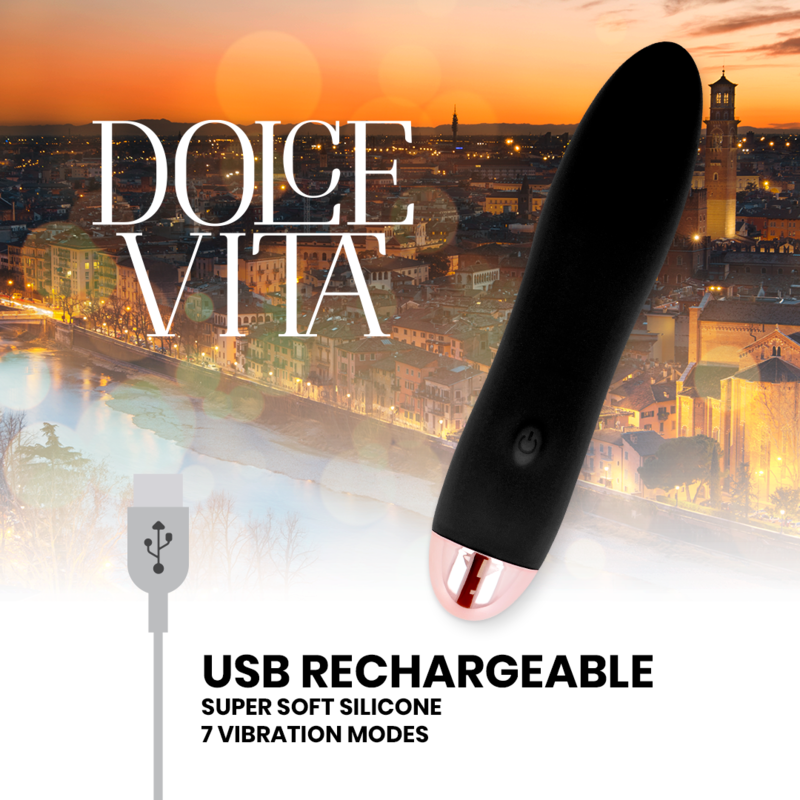 Dolce Vita Aufladbarer Vibrator Vier Schwarz 7 Geschwindigkeiten