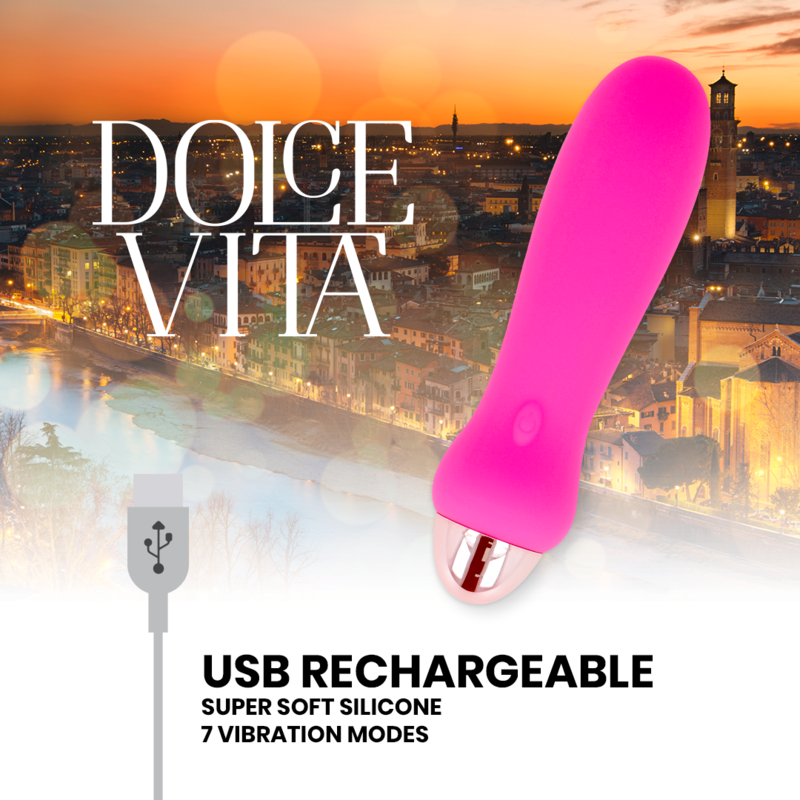 Dolce Vita Aufladbarer Vibrator Fünf Rosa 7 Geschwindigkeiten