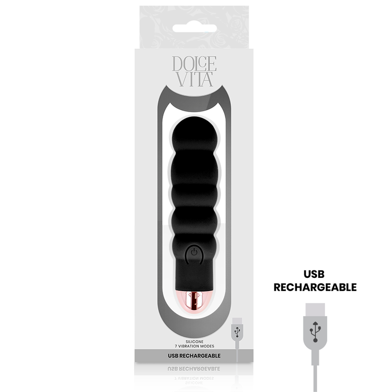 Dolce Vita Aufladbarer Vibrator Sechs Schwarz 7 Geschwindigkeiten