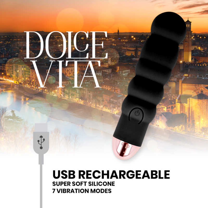 Dolce Vita Aufladbarer Vibrator Sechs Schwarz 7 Geschwindigkeiten