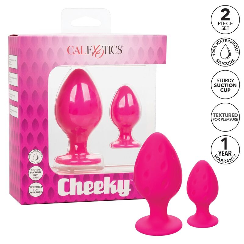 CalExotics Cheeky Butt Plug Set – rosa, S und L