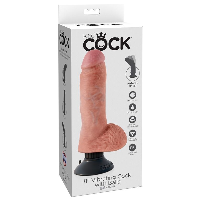 King Cock Vibrierender Dildo mit Hoden 20.3 cm Natur