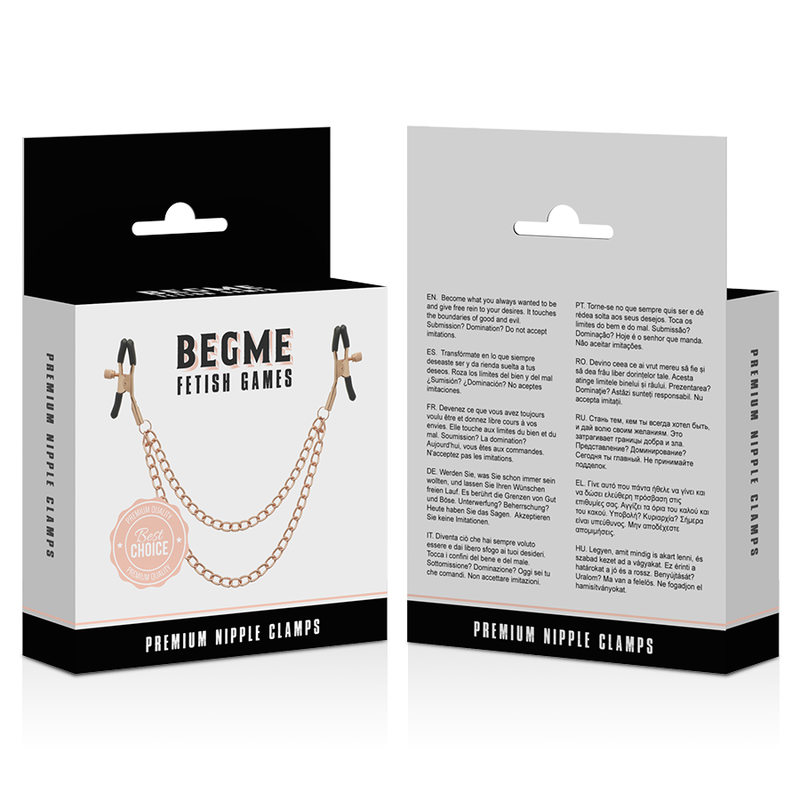 Begme Black Edition Nippelklemmen mit Kette – nickelfrei