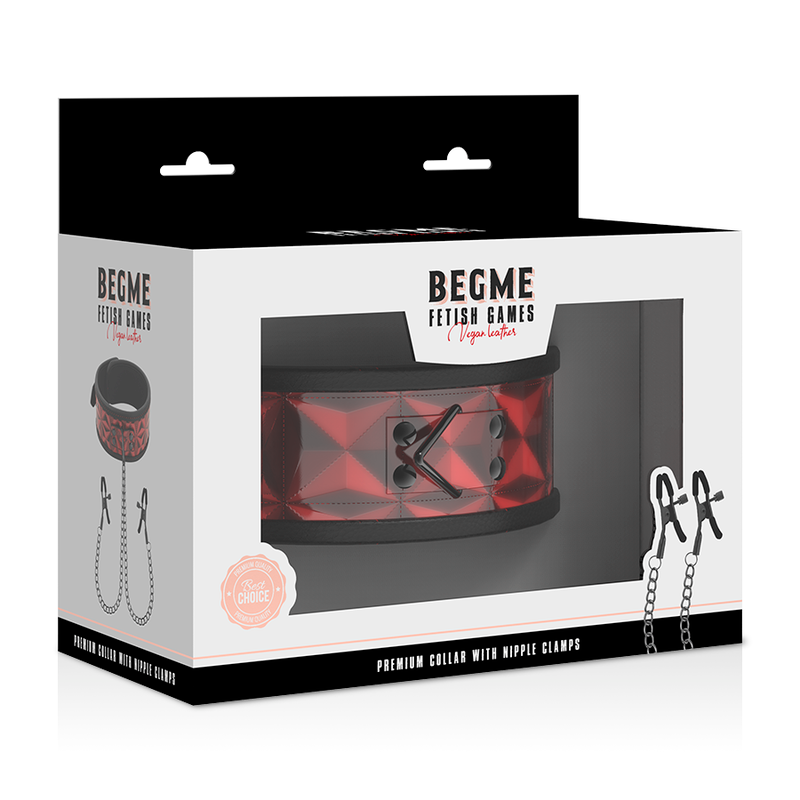 Begme Red Edition Halsband mit Nippelklemmen – Neopren, Kette