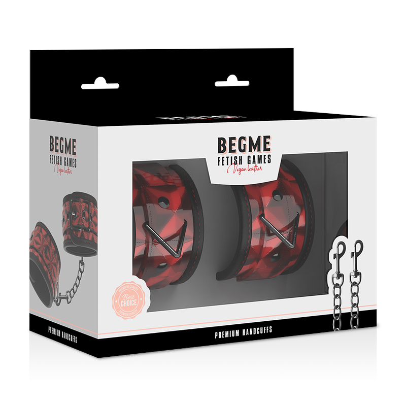 Begme Red Edition Handschellen aus veganem Leder – nickelfrei