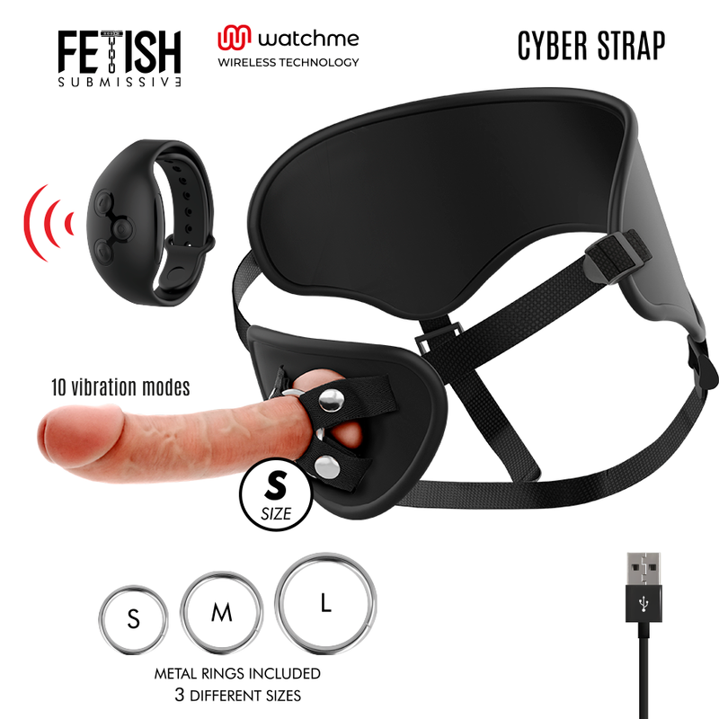 Fetish Submissive Cyber Strap-On mit WatchMe-Dildo – S