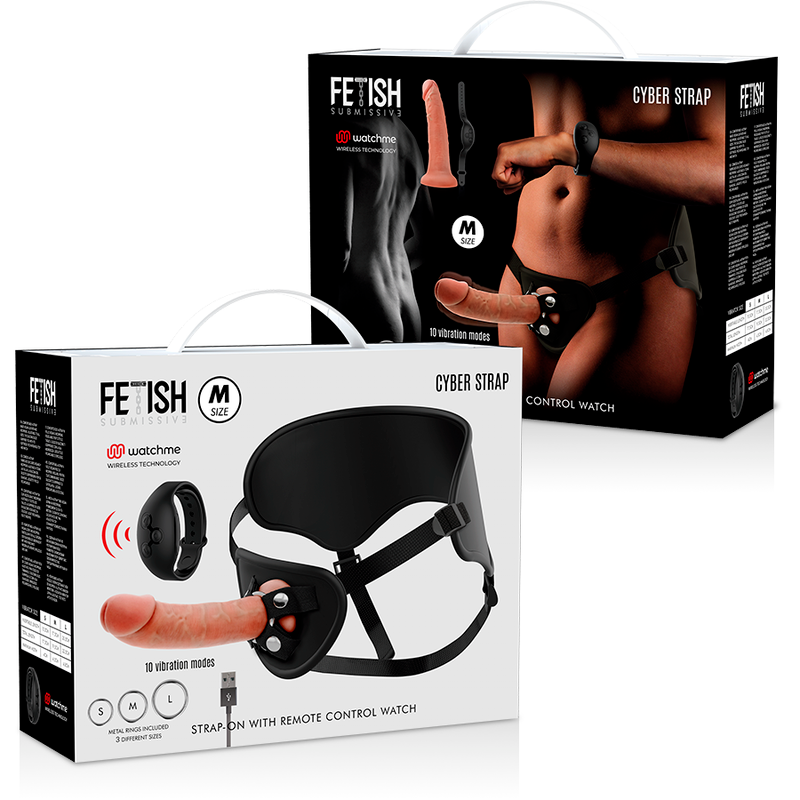 Fetish Submissive Cyber Strap-On mit WatchMe-Dildo – M