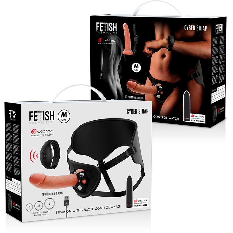 Fetish Submissive Cyber Strap-On mit Dildo + Bullet WatchMe – M