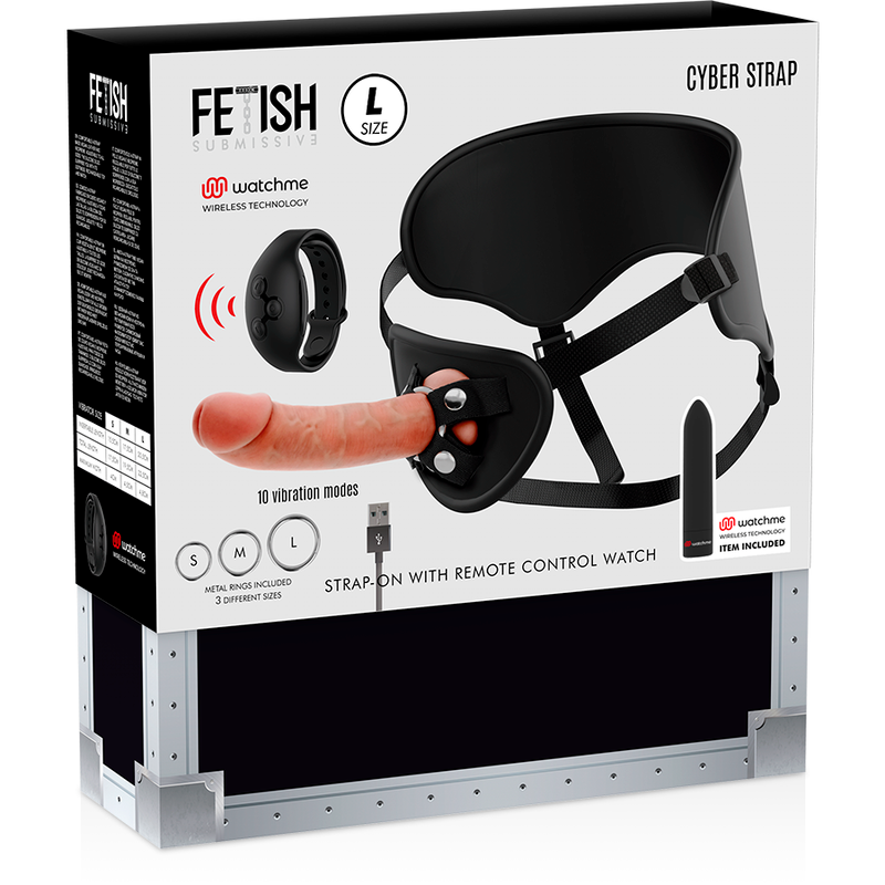 Fetish Submissive Cyber Strap-On mit Dildo + Bullet WatchMe – L