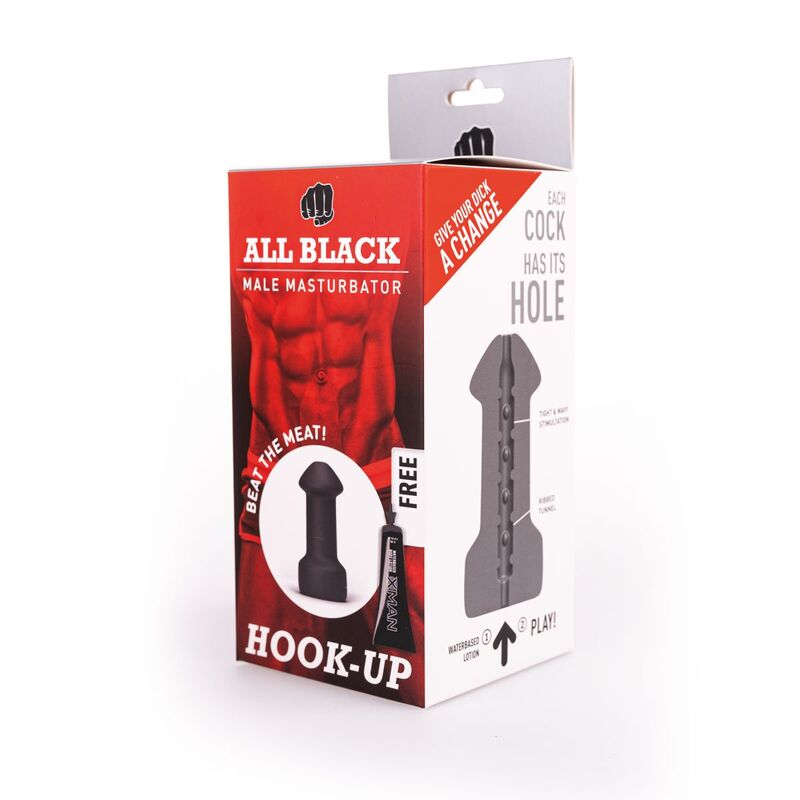 All Black Hook Up Masturbator – realistischer Mund, 17 cm