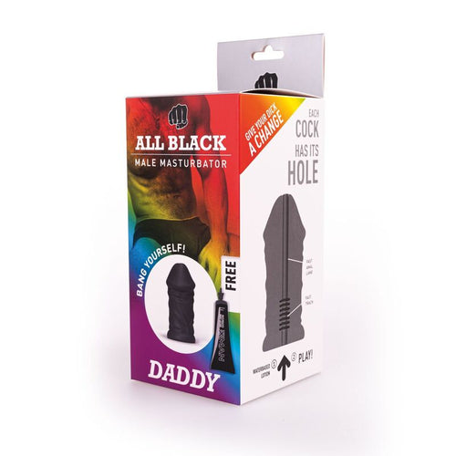All Black Daddy Masturbator – geäderter Schaft, 17 cm