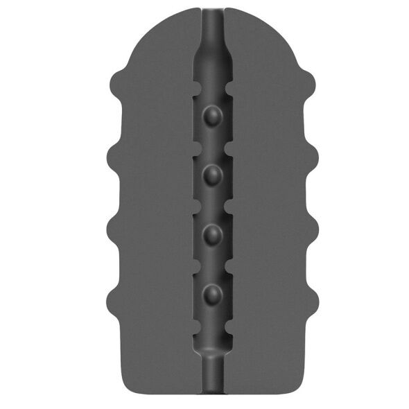 All Black Bumpy Masturbator – texturiert, mehrere Kammern, 17 cm