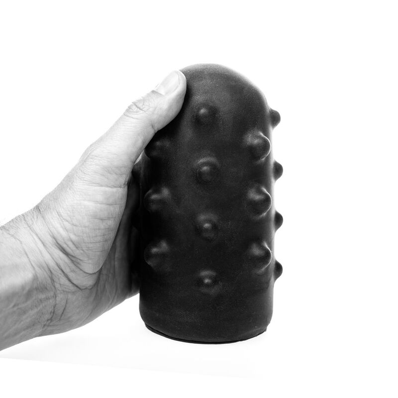 All Black Bumpy Masturbator – texturiert, mehrere Kammern, 17 cm