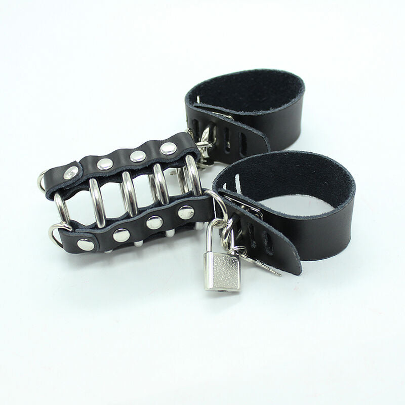 Ohmama Fetish Peniskäfig mit Metallringen & Lederriemen