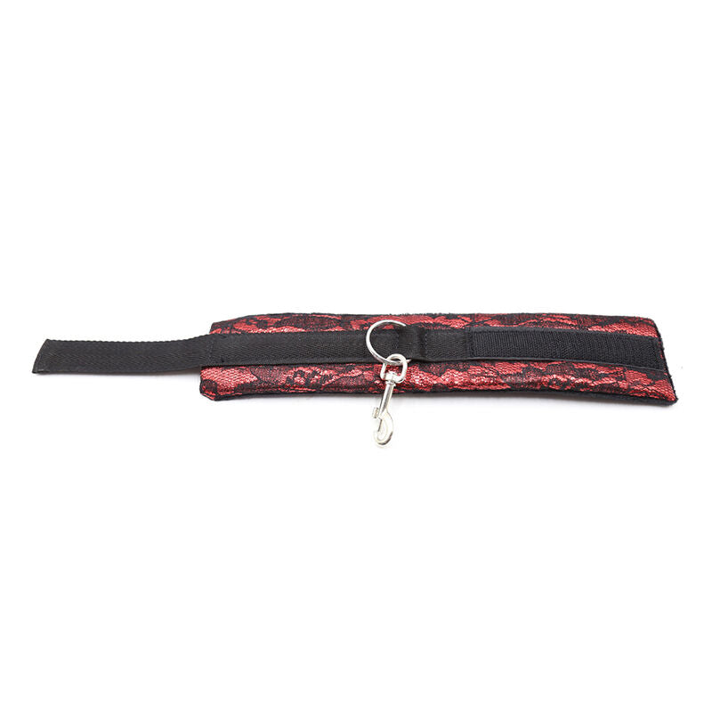 Ohmama Fetish Samthandschellen mit Nylonband – rot/schwarz