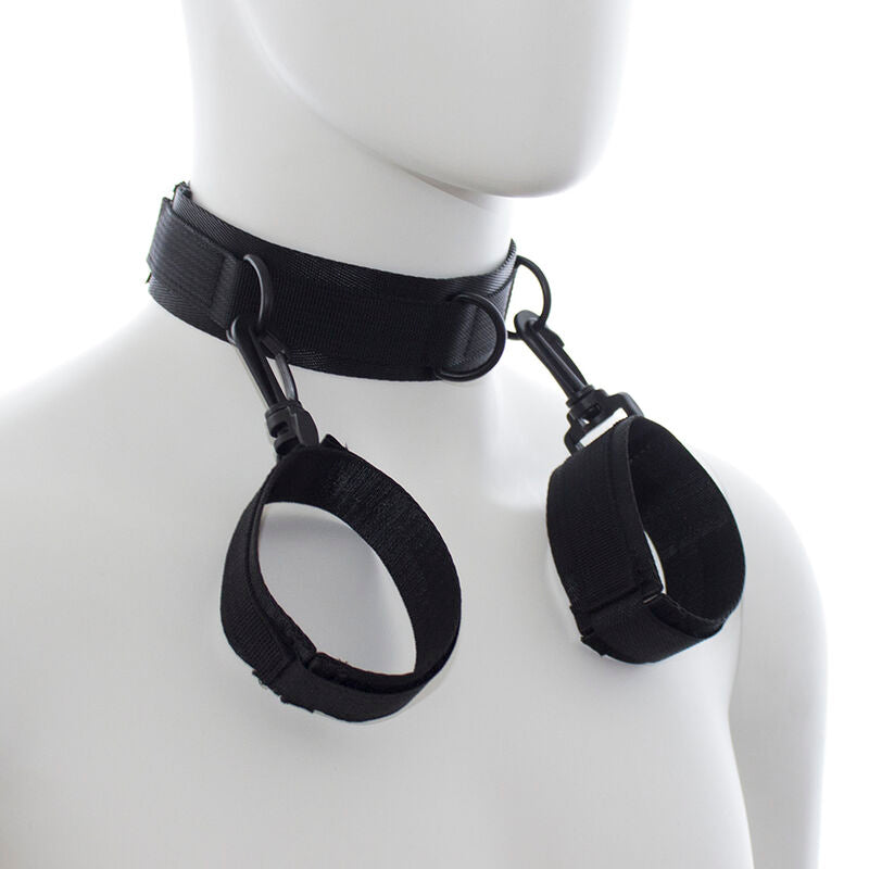 Ohmama Fetish Nylon Hogtie – Halsband & Handschellen, Klettverschluss