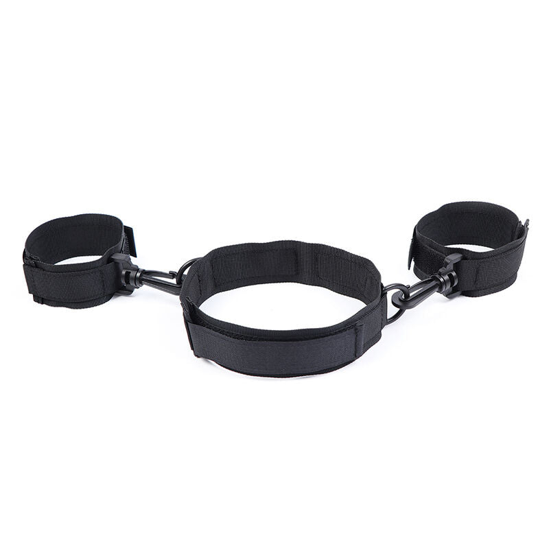 Ohmama Fetish Nylon Hogtie – Halsband & Handschellen, Klettverschluss