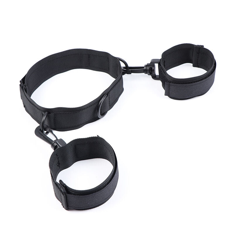 Ohmama Fetish Nylon Hogtie – Halsband & Handschellen, Klettverschluss