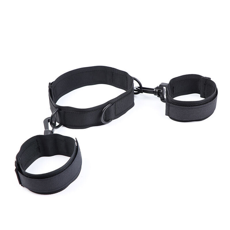 Ohmama Fetish Nylon Hogtie – Halsband & Handschellen, Klettverschluss