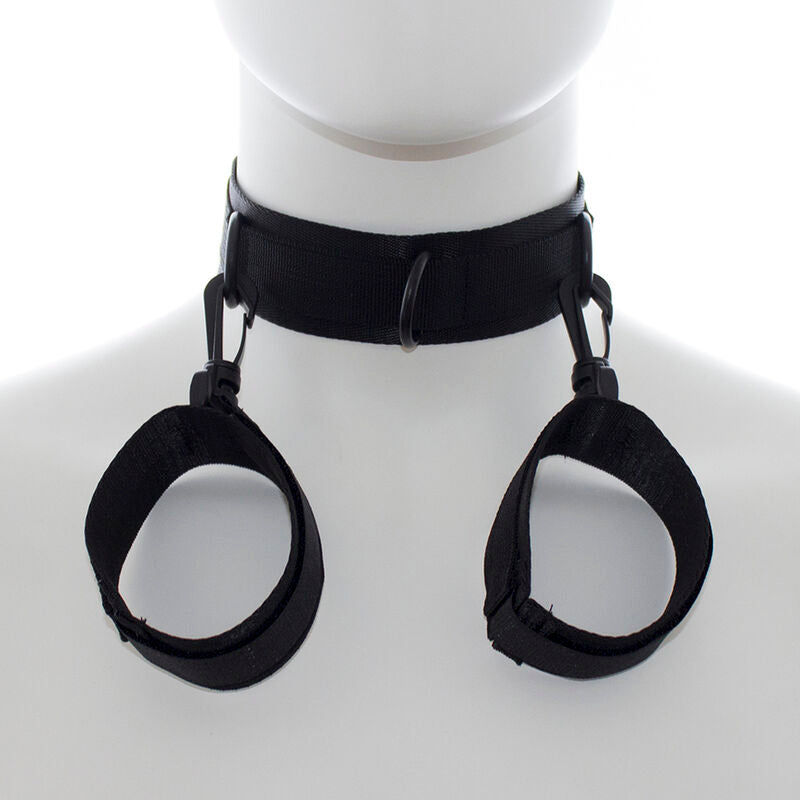 Ohmama Fetish Nylon Hogtie – Halsband & Handschellen, Klettverschluss
