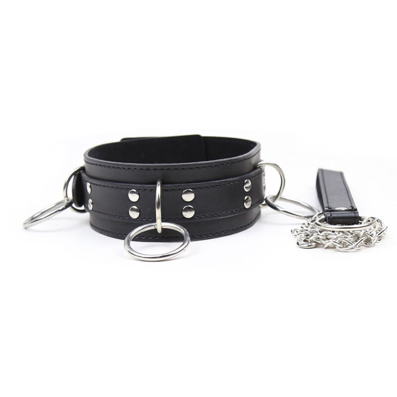 Ohmama Fetish Submission-Halsband mit 3 Ringen & Leine