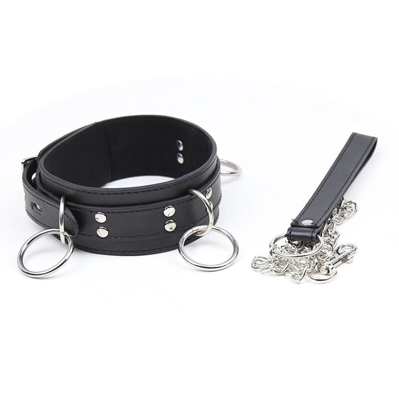 Ohmama Fetish Submission-Halsband mit 3 Ringen & Leine