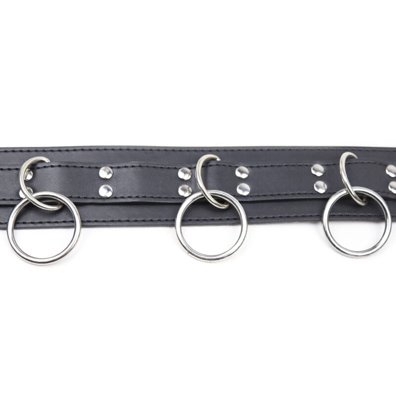 Ohmama Fetish Submission-Halsband mit 3 Ringen & Leine