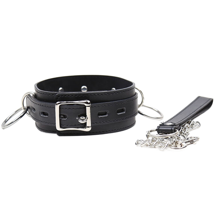 Ohmama Fetish Submission-Halsband mit 3 Ringen & Leine