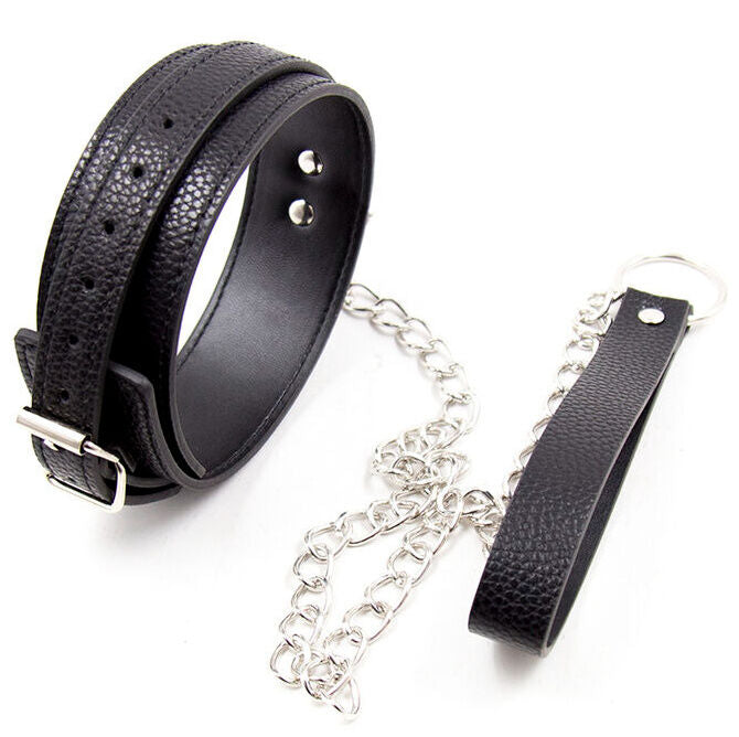 Ohmama Fetish Halsband Schlangenmuster mit Metallkette – Lederimitat