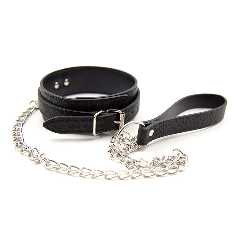 Ohmama Fetish Halsband Schlangenmuster mit Metallkette – Lederimitat