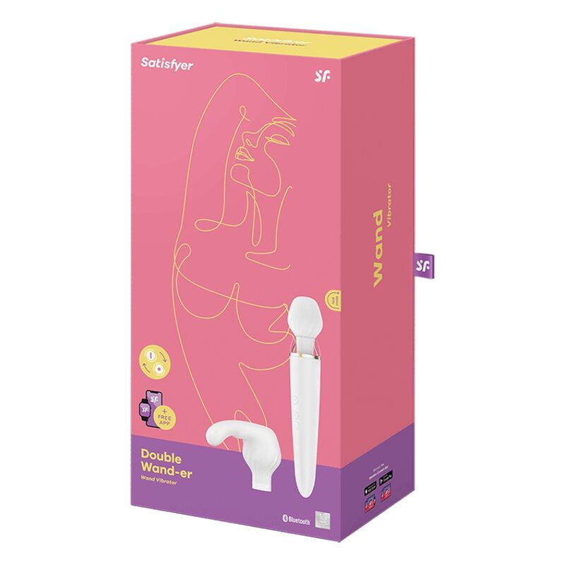 Satisfyer Double Wand-er App-Vibrator – weiß, 2 Aufsätze