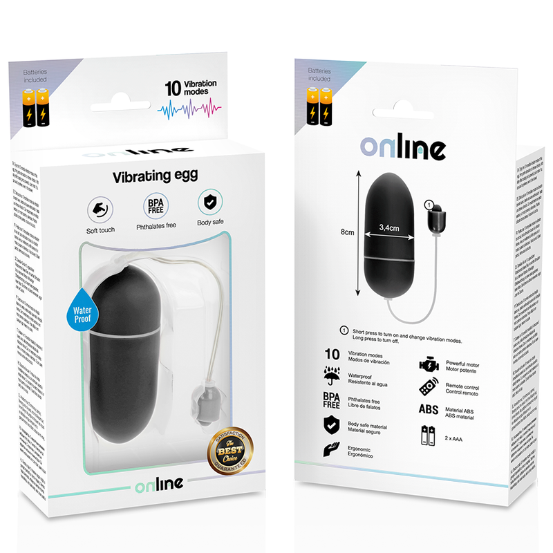 Online Wasserdichtes Vibrationsei – schwarz, 10 Modi, 4,8 cm