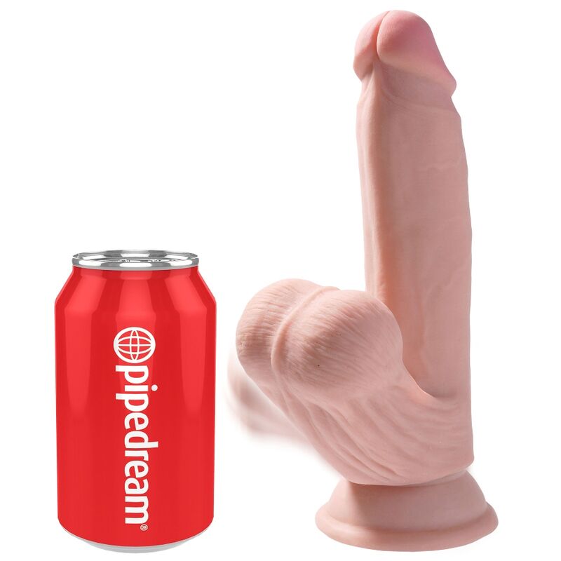 King Cock Plus 3D Dildo Swinging Balls 15.2 cm – helle Haut