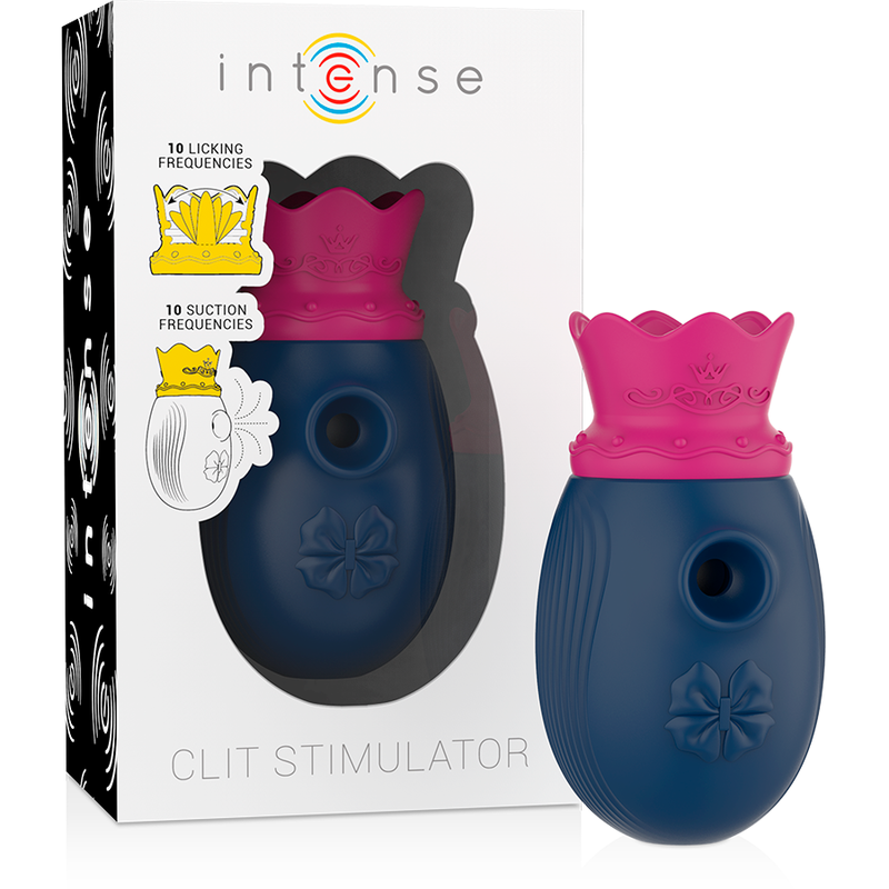 Intense Klitoris-Stimulator mit 10 Saug- & 10 Leckmodi – blau
