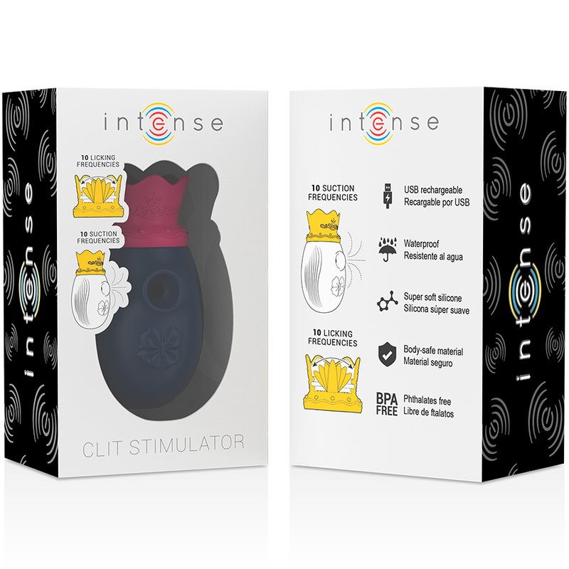 Intense Klitoris-Stimulator mit 10 Saug- & 10 Leckmodi – blau