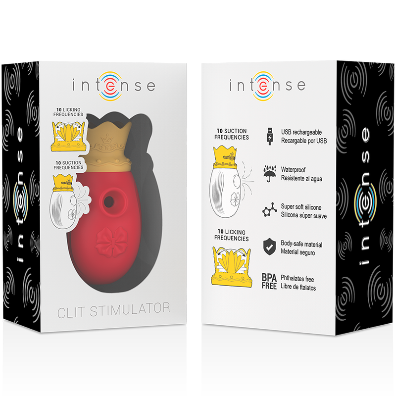 Intense Klitoris-Stimulator mit 10 Saug- & 10 Leckmodi – rot