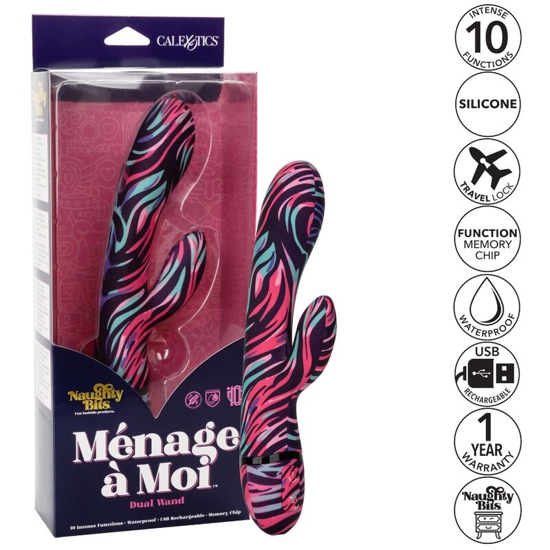 CalExotics Ménage à Moi Dual Wand Vibrator – 21 cm, 10 Modi