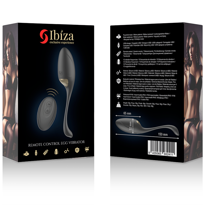 Ibiza Vibrations-Ei mit Fernbedienung – Gold/Schwarz, ergonomisch