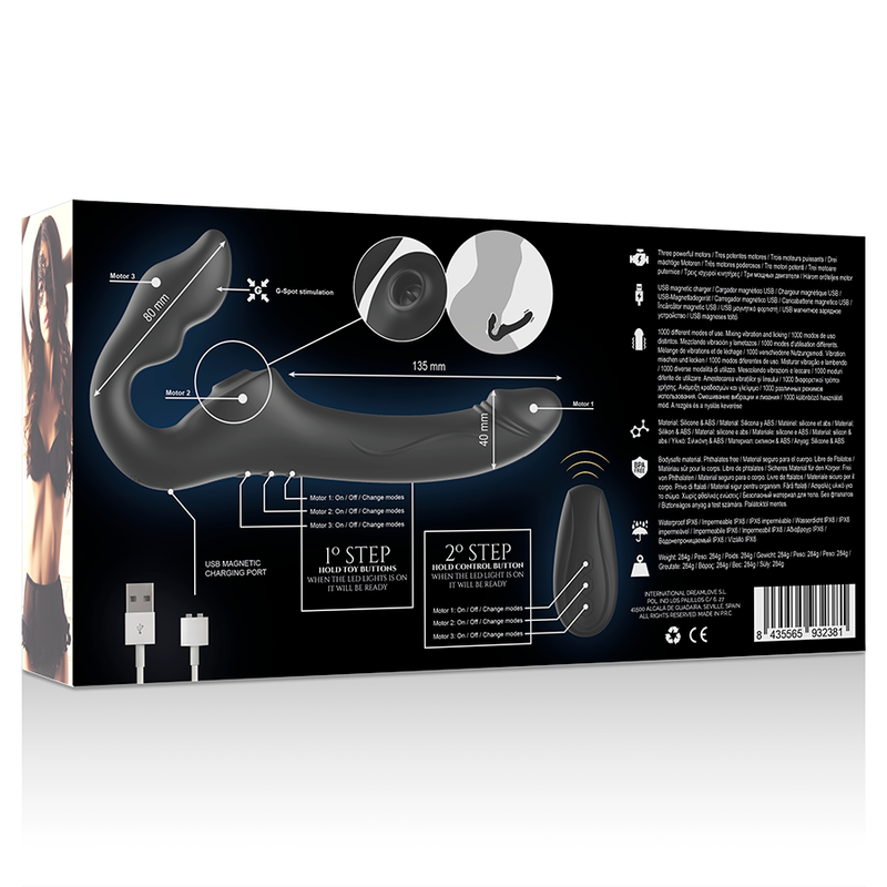 Ibiza Fernbedienung, Riemenloser Vibrator, 3 Motoren, 1000