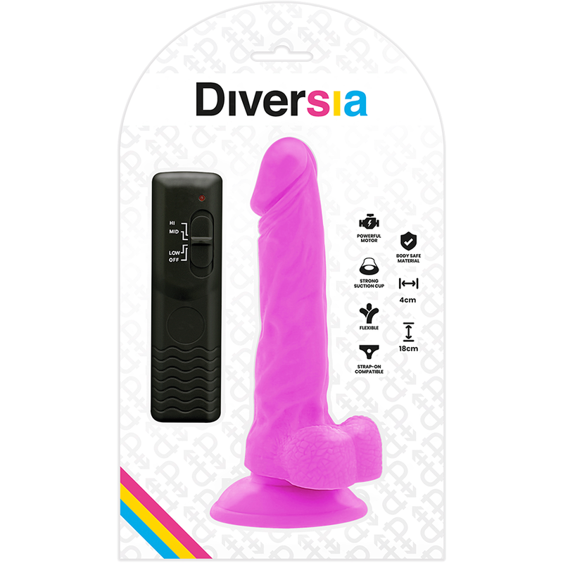 Diversia Flexibler Vibrations-Dildo lila – 18 cm, Ø 4 cm