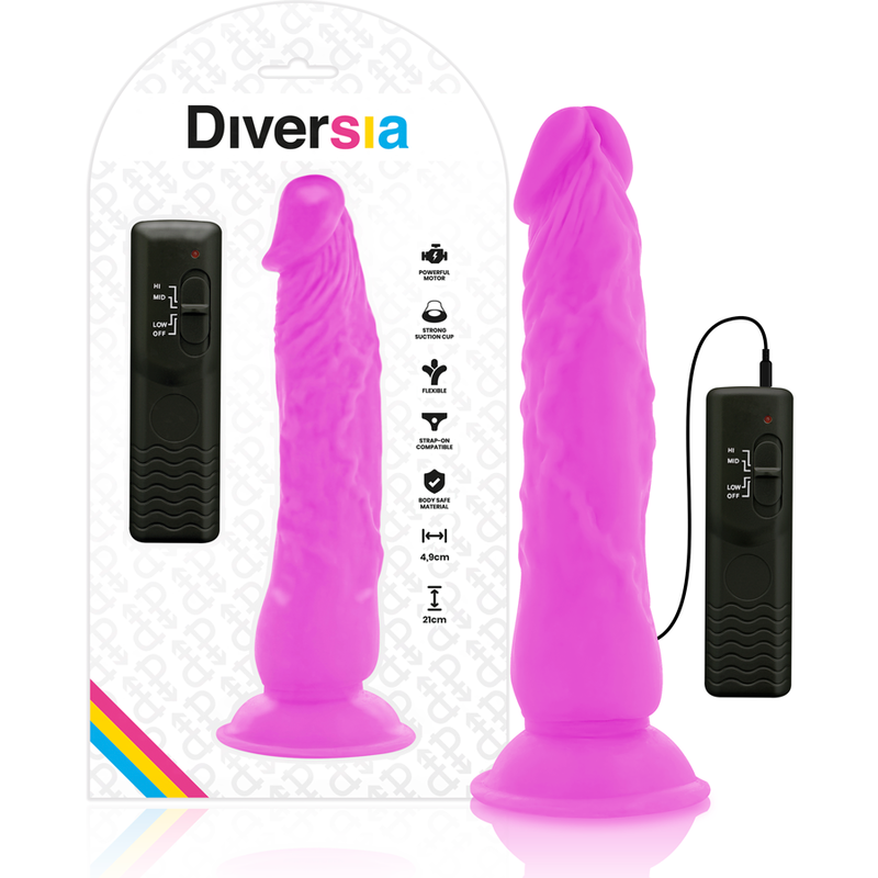 Diversia Flexibler Vibrations-Dildo lila – 21 cm, Ø 4,9 cm