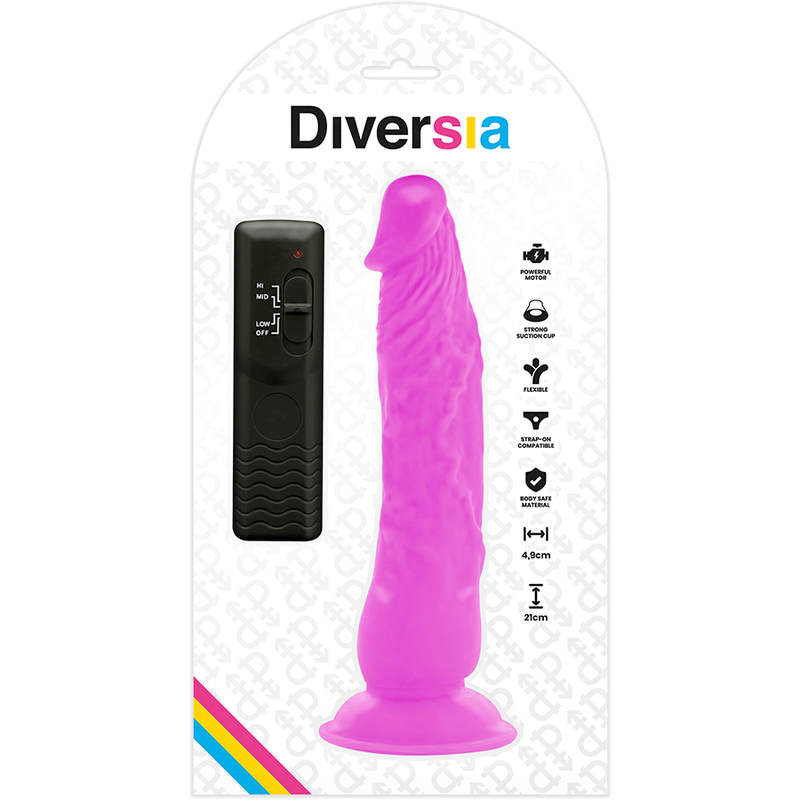 Diversia Flexibler Vibrations-Dildo lila – 21 cm, Ø 4,9 cm