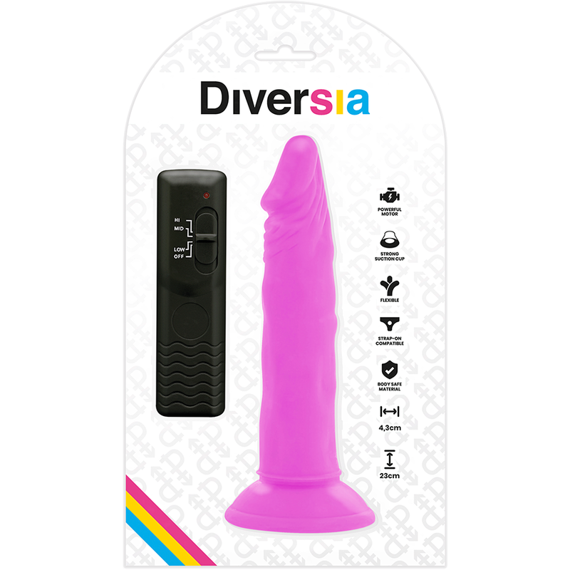 Diversia Flexibler Vibrierender Dildo Lila 23 CM Ø 4.3 CM