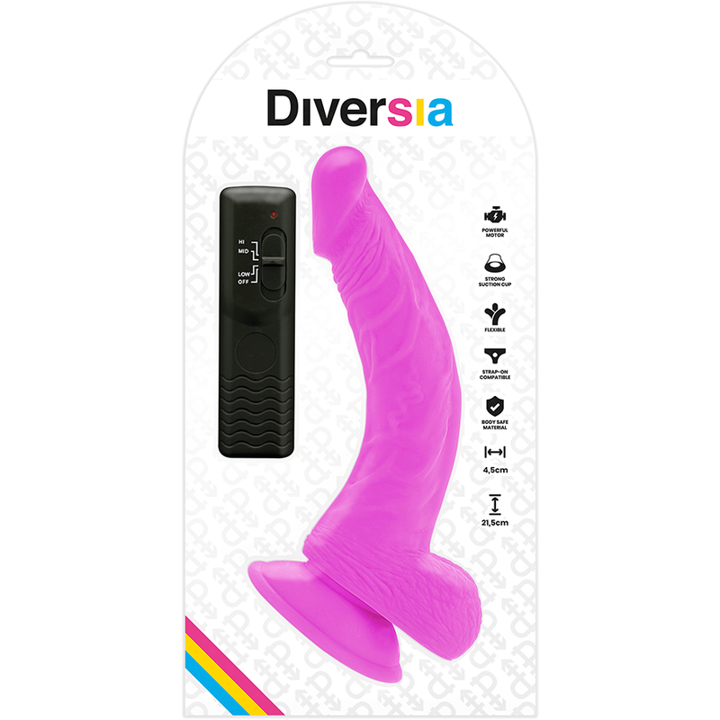 Diversia Flexibler Vibrations-Dildo lila – 21,5 cm, Ø 4,5 cm