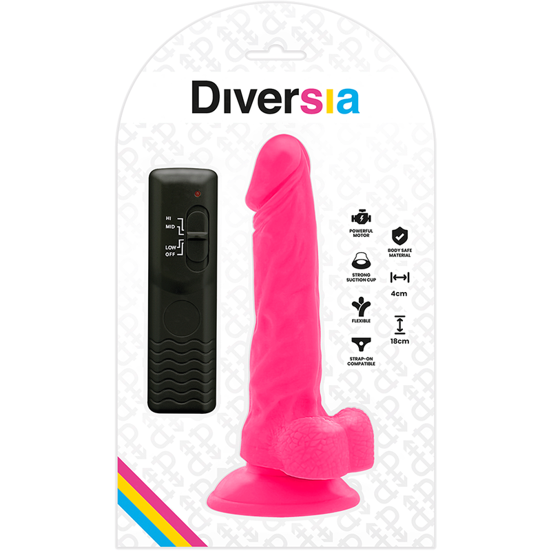 Diversia Flexibler Vibrations-Dildo rosa – 18 cm, Ø 4 cm