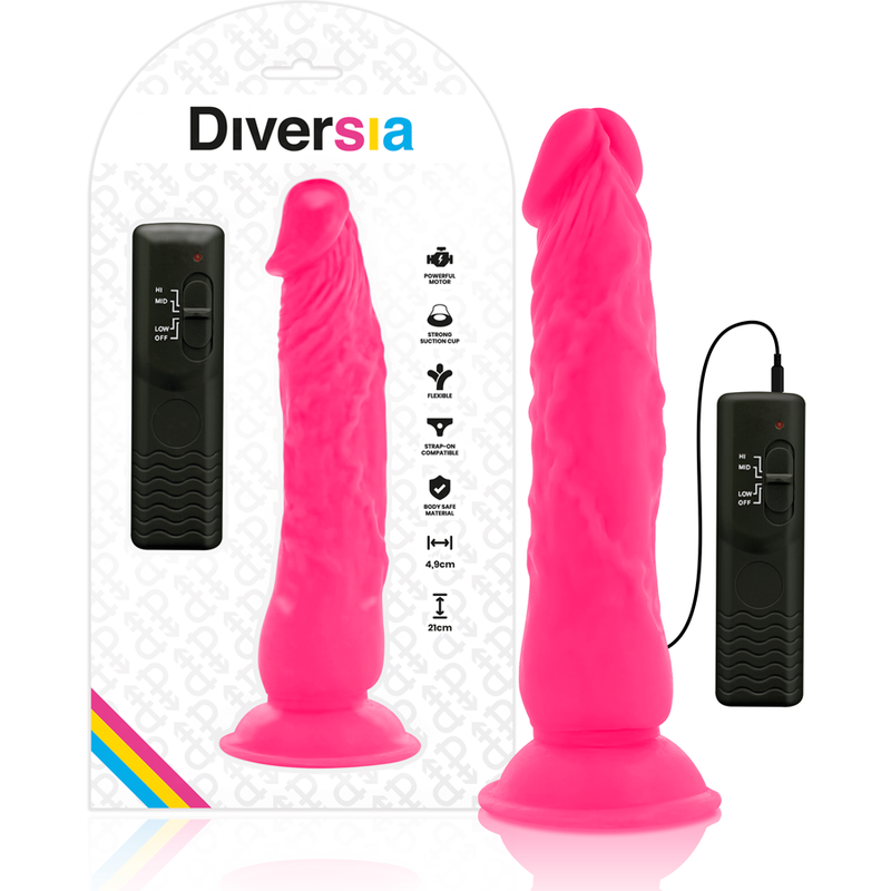 Diversia Flexibler Vibrations-Dildo rosa – 21 cm, Ø 4,9 cm