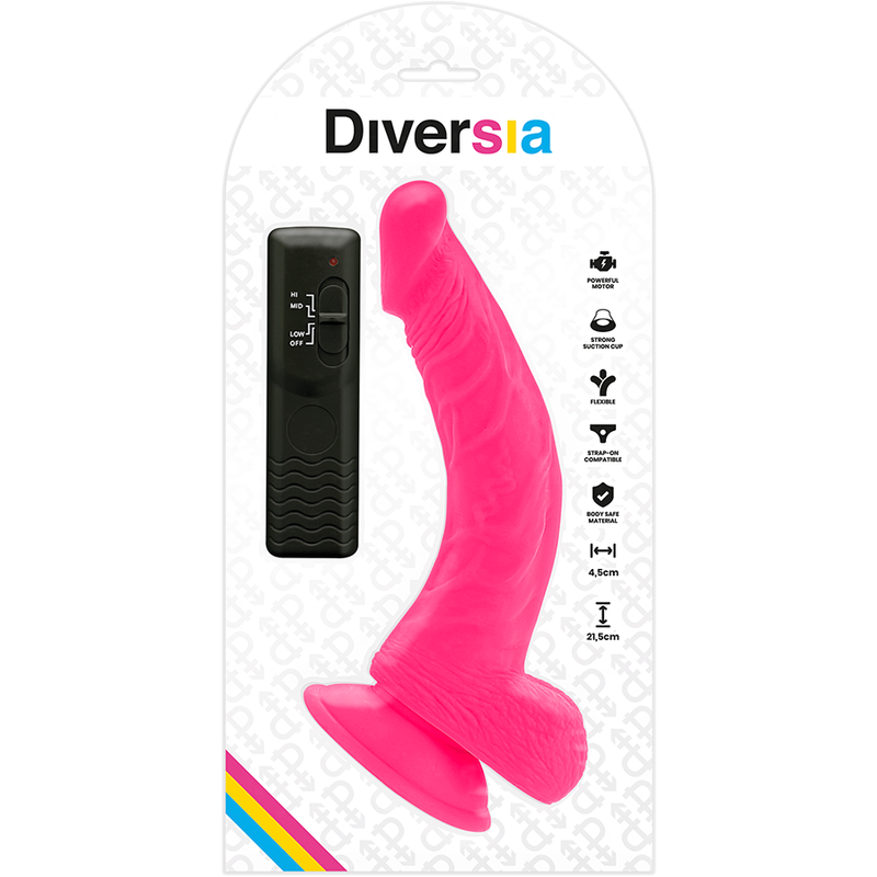 Diversia Flexibler Vibrierender Dildo Rosa 21.5 CM Ø 4.5 CM