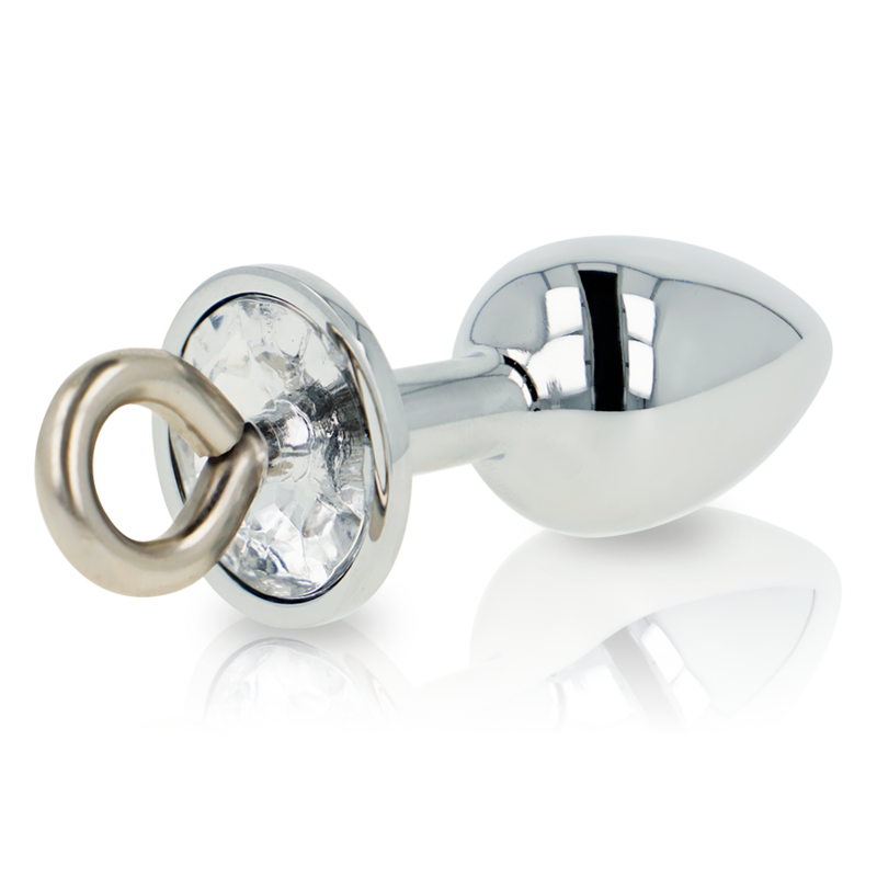 Ohmama Fetish Metall-Analplug mit Kristall & Ring – Edelstahl