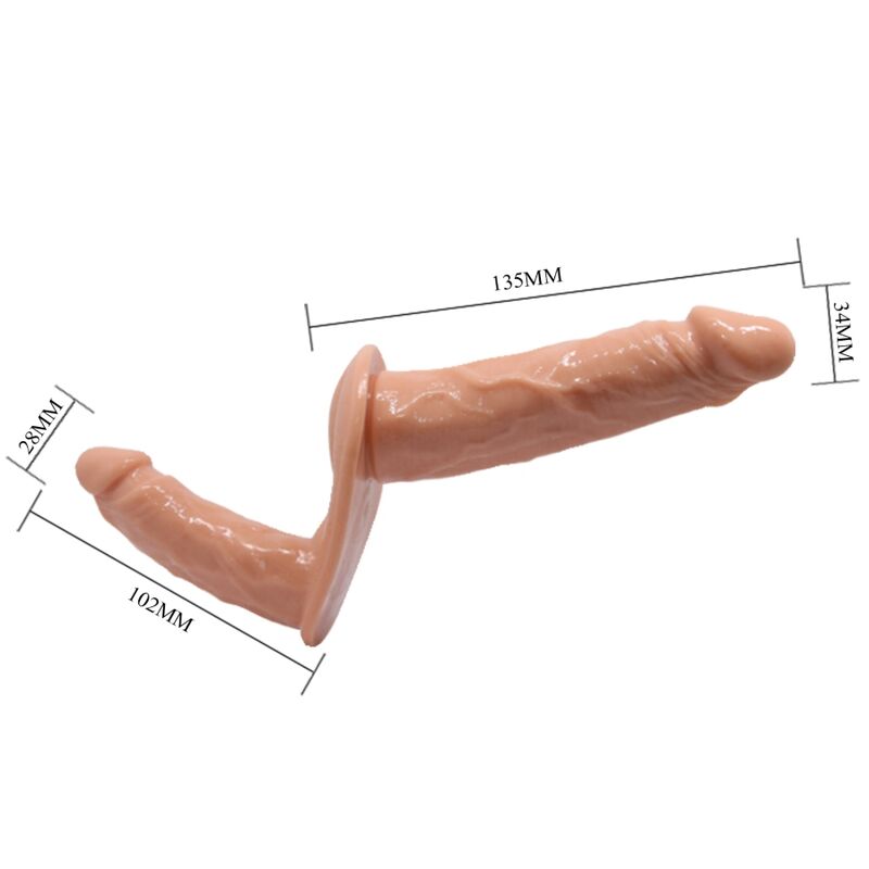 Baile Ultra Passion Doppeldildo mit Geschirr – geripptes TPR
